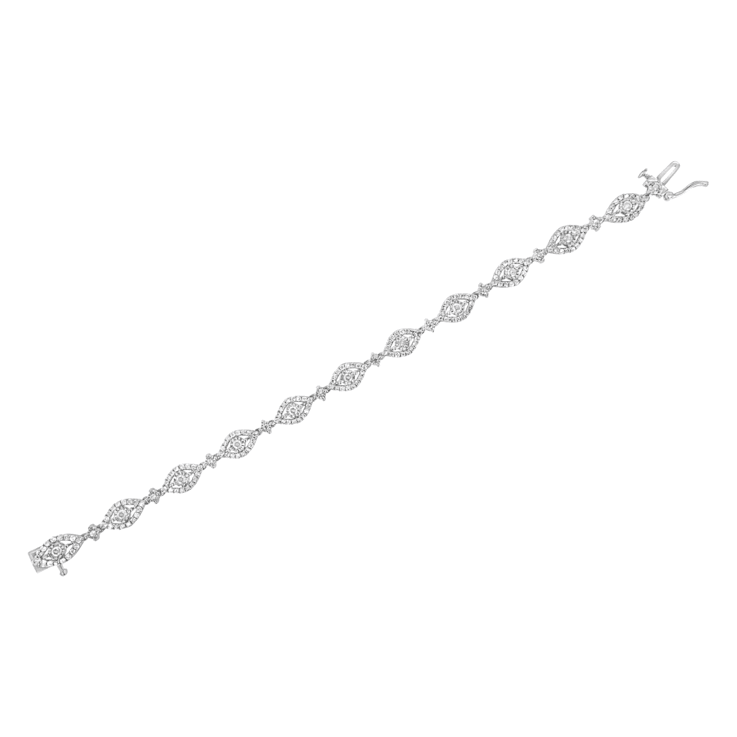 Sterling Silver 2.50ctw Diamond Pear Shaped and Bezel Link Bracelet