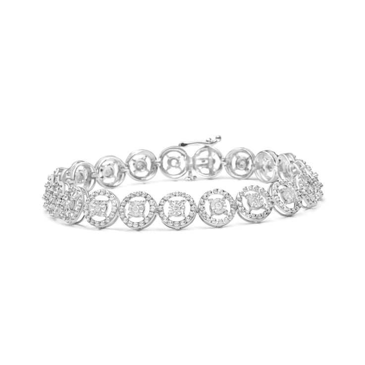 0.50ctw Diamond Miracle-Set Open Wheel Sterling Silver Tennis Bracelet