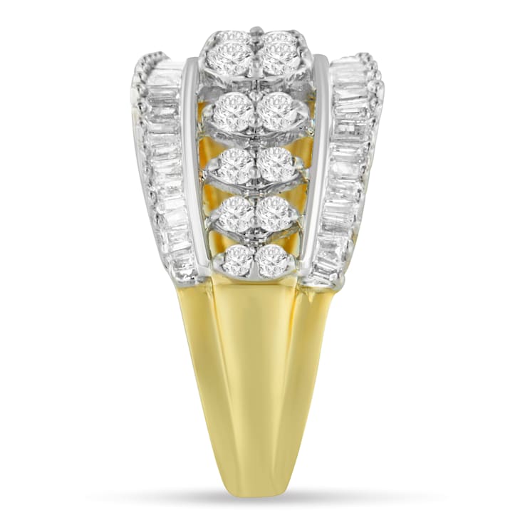 10K Two-Tone Gold Diamond Cluster Band (1 cttw, I-J Color, I1-I2 Clarity)