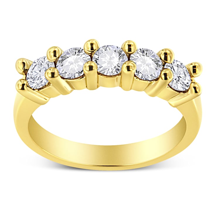14K Yellow Gold Over Sterling Silver 1.0ctw Diamond 5 Stone Ring (J-K
Color, I1-I2 Clarity)