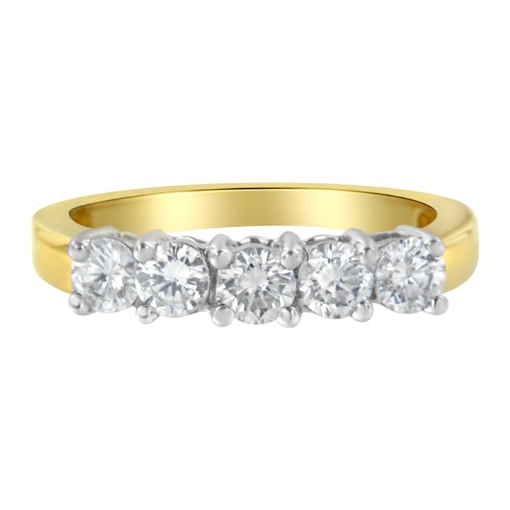 14K Yellow Gold 5 Stone Diamond Ring (1 cttw, H-I Color, SI1-SI2 Clarity)