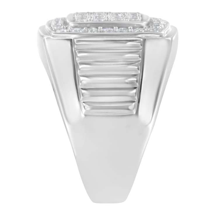 14K White Gold Men's Diamond Squared Band Ring (1 cttw, H-I Color,
SI2-I1 Clarity)