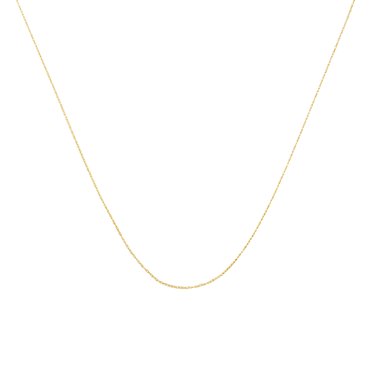 Solid 10K Gold 0.5mm Rope Chain Unisex Necklace - Size 16"