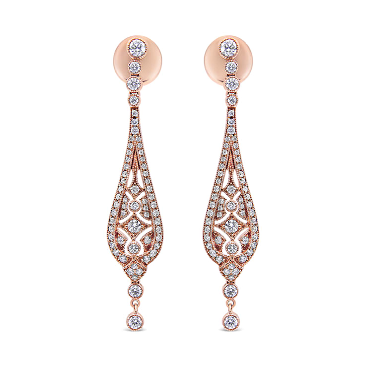 Rose gold sales diamond dangle earrings