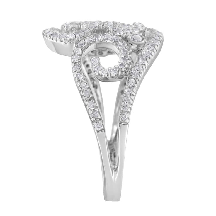 14K White Gold Round Cut Diamond Cluster Ring (1/2 cttw, SI1-SI2
Clarity, H-I Color)