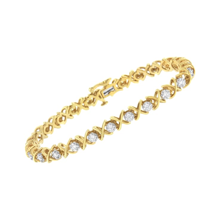 10K Yellow Gold Over Sterling Silver 1.0ctw Diamond Link Bracelet