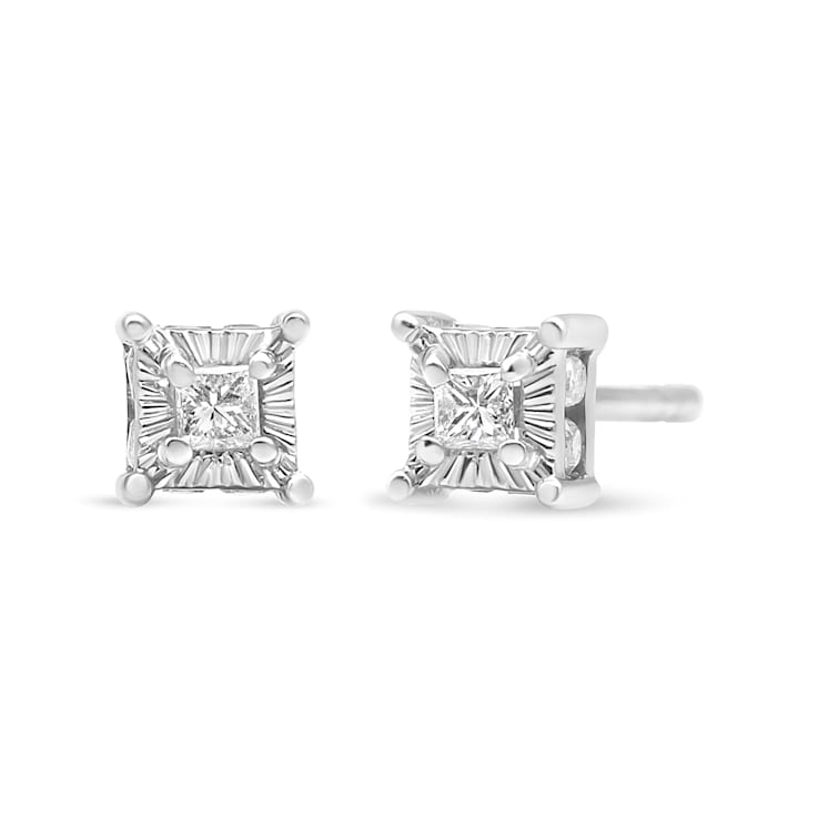 Sterling Silver 1/4ctw Miracle Set Princess-Cut Diamond