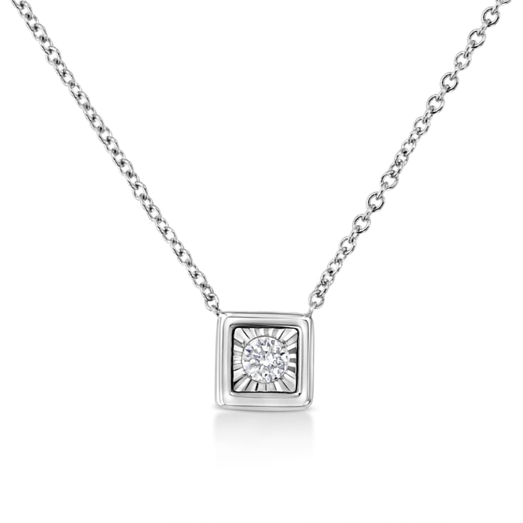 Square diamond pendant shop necklace white gold