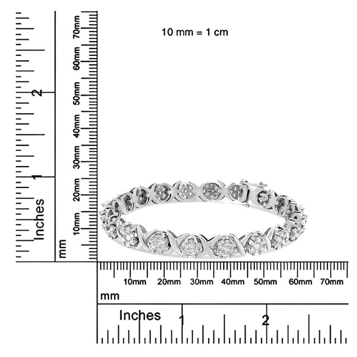 14K White Gold 6-1/3ctw Round Brilliant-Cut Diamond Round Cluster and
X-Link Tennis Bracelet