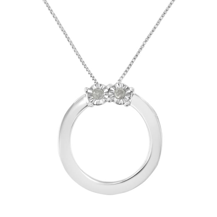 Sterling Silver 1/10ctw Diamond 2 Stone 'Together Forever' Open Circle
18" Pendant w\chain