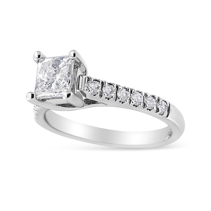 14K White Gold 1 1/5ctw Princess Diamond Classic Engagement Ring (I1-I2
Color, H-I Clarity)