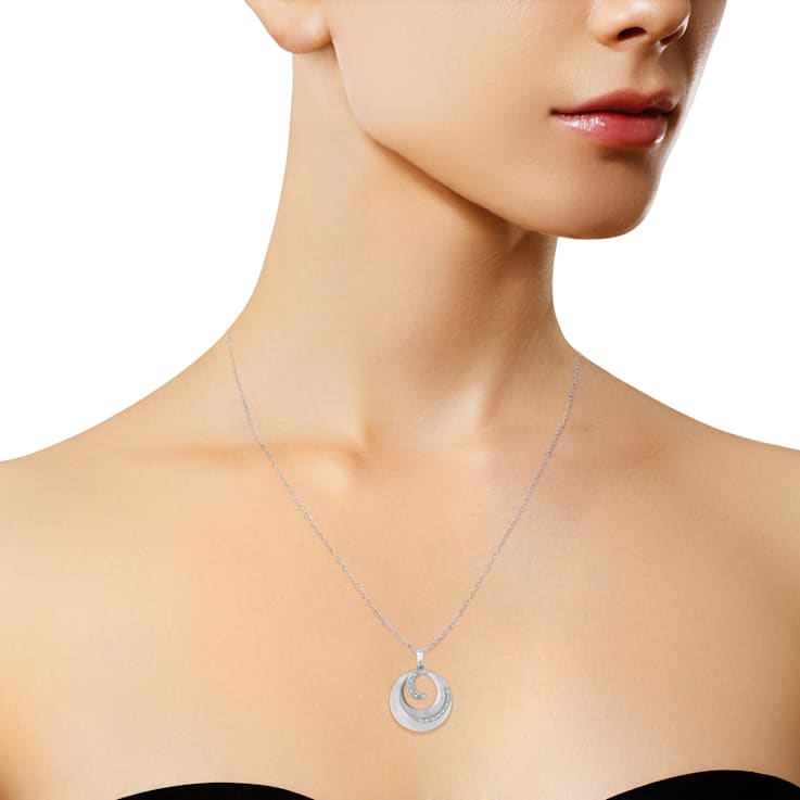 925 Sterling Silver Pave-Set Diamond Accent Fashion Circle