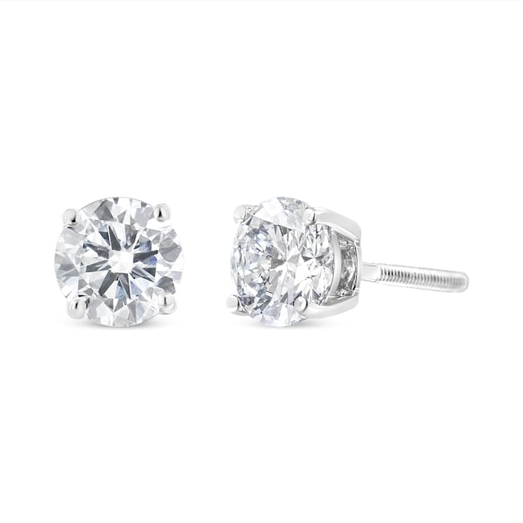 14K White Gold 1.0ctw Round Near Colorless Diamond Classic Stud Earrings
with Screw Backs