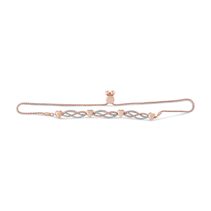 14K Rose Gold Plated Sterling Silver Diamond Accent Adjustable 4”-10”
Bolo Bracelet (I-J, I3)
