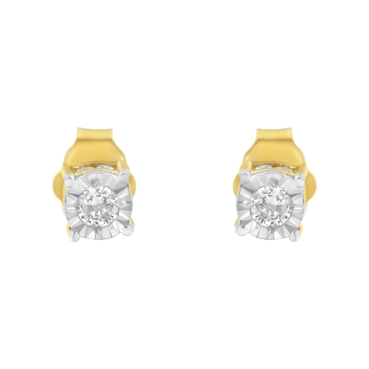 10K Yellow Gold Over Sterling Silver Diamond Stud Earring 1/4ctw
