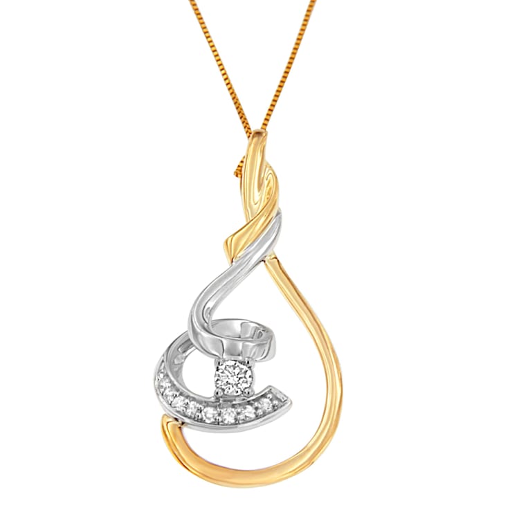 10K Two-Tone Gold Espira 1/6ctw Diamond Layered 18" Pendant
w\chain(H-I Color, I2-I3 Clarity)