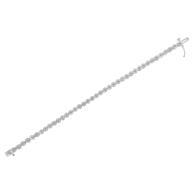 Rhodium Over Sterling Silver 1.0 Cttw Diamond Tennis Bracelet (I-J, I3)