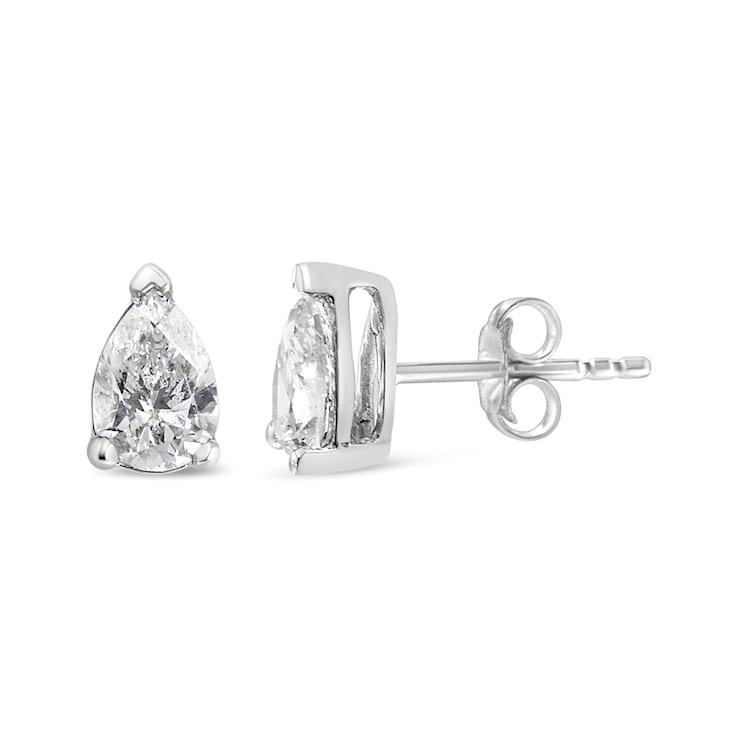 14K White Gold 1/2ctw Pear Shape Solitaire Lab Grown Diamond Stud Earrings