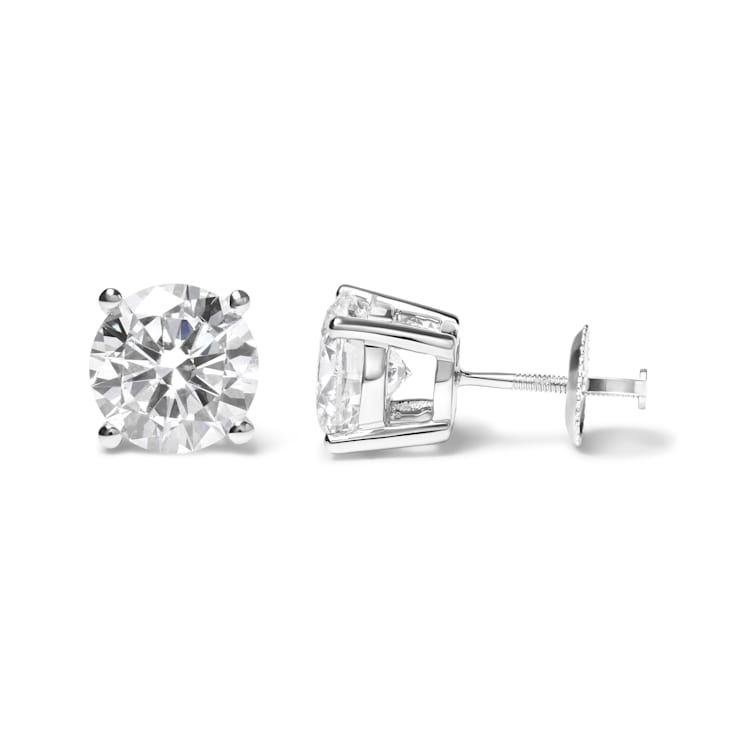 IGI Certified 14K White Gold 5.00 Cttw Round Lab Grown Diamond Stud
Earrings with Screw Backs