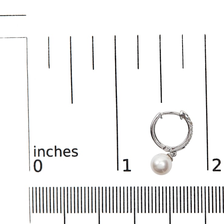 10K White Gold 6x6 MM Cultured Freshwater Pearl and Diamond Accent Drop
Huggy Earring