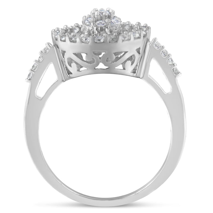 10K White Gold Diamond Cocktail Ring (1 ctw, H-I Color, SI2-I1 Clarity)