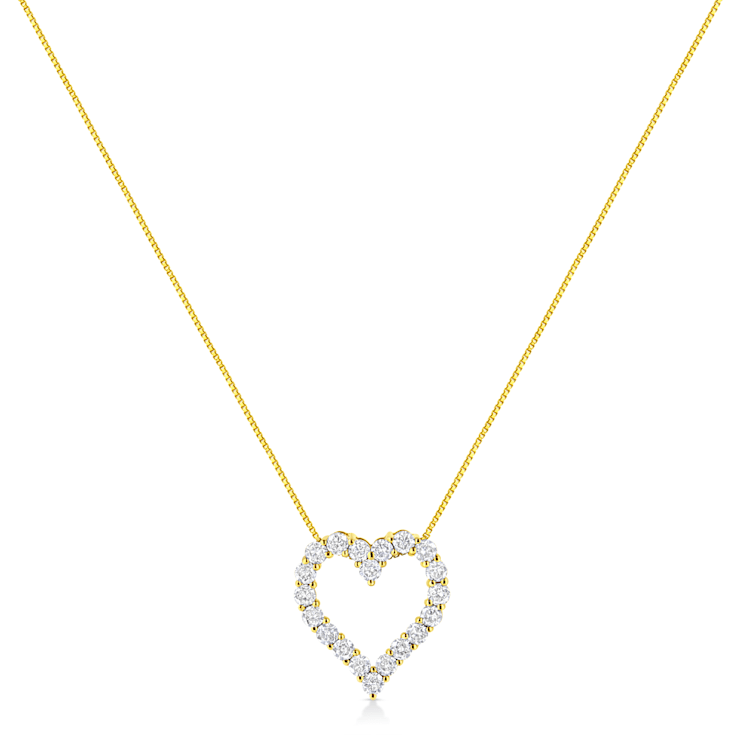 14K Yellow Gold Over Sterling Silver 2.0ctw Diamond Open Heart Necklace
(K-L Color, I2-I3 Clarity)