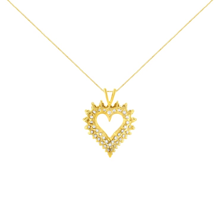 14K Yellow Gold Over Sterling Silver Diamond Open Heart 18" Pendant w\chain