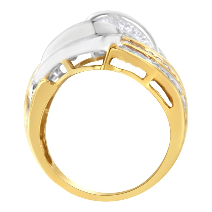 10K Two-Toned Gold Diamond Bypass Ring (1 cttw, H-I Color, SI1-SI2 Clarity)