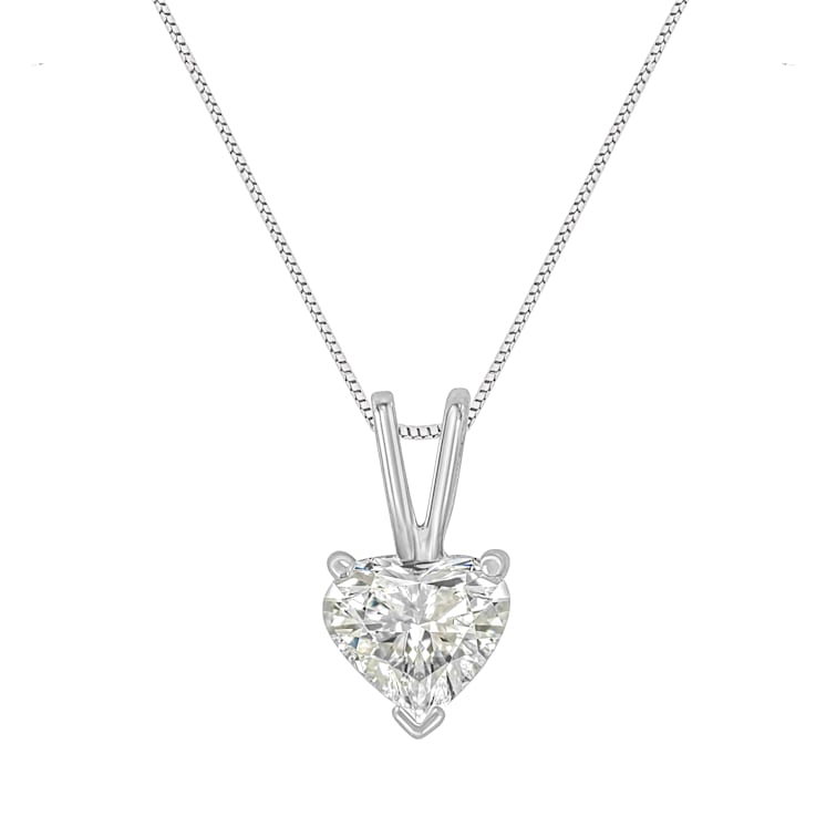14K White Gold 1/2ctw Heart-Shaped Diamond Solitaire Pendant