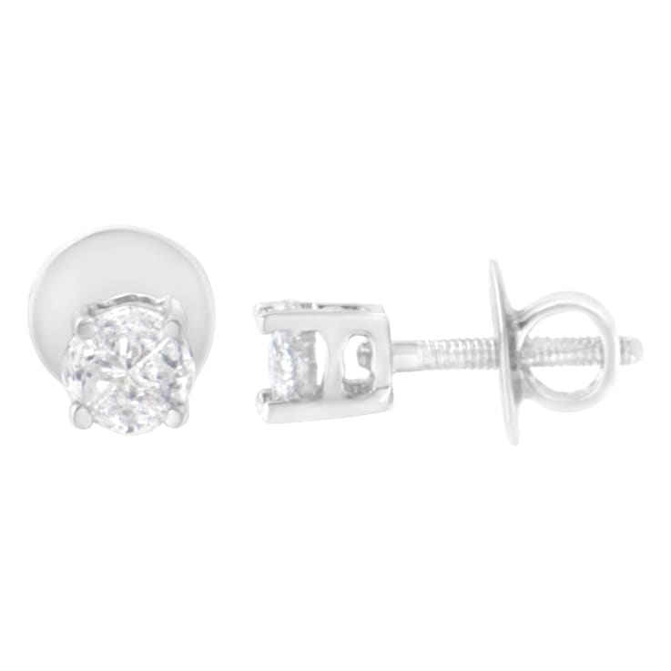 14K White Gold 1/2ctw Diamond Solitaire Stud Earrings
