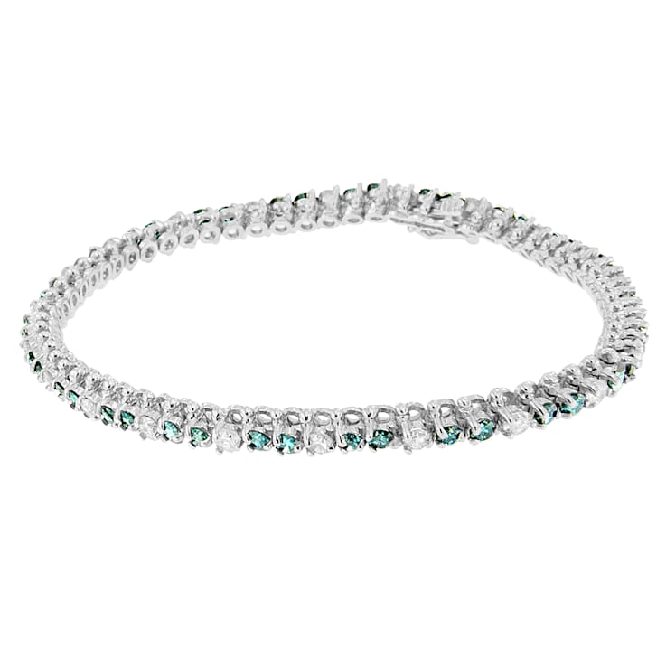 14K White Gold 4 5/8ctw Blue Diamond Bracelet
