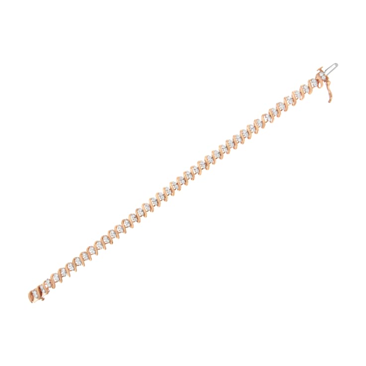 14K Rose Gold Over Sterling Silver 2.0ctw Diamond S Link Tennis Bracelet