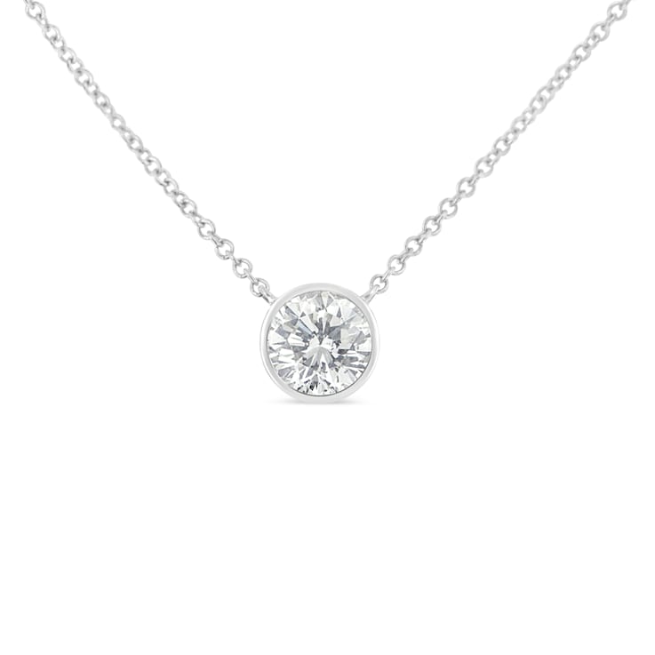 0.10ctw Diamond Bezel Set Solitaire 10K White Gold Necklace (H-I, SI2-I1)