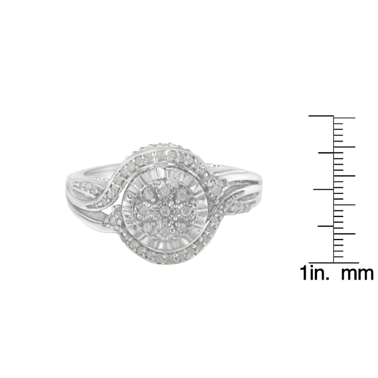1/4ctw Diamond Round Cluster Miracle-Plate Halo Ring