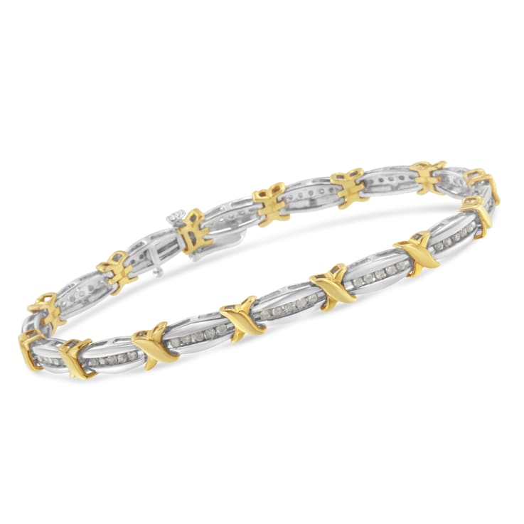 Sterling Silver 1ct TDW Diamond X-Link Bracelet (I-J, I2-I3) - 7"