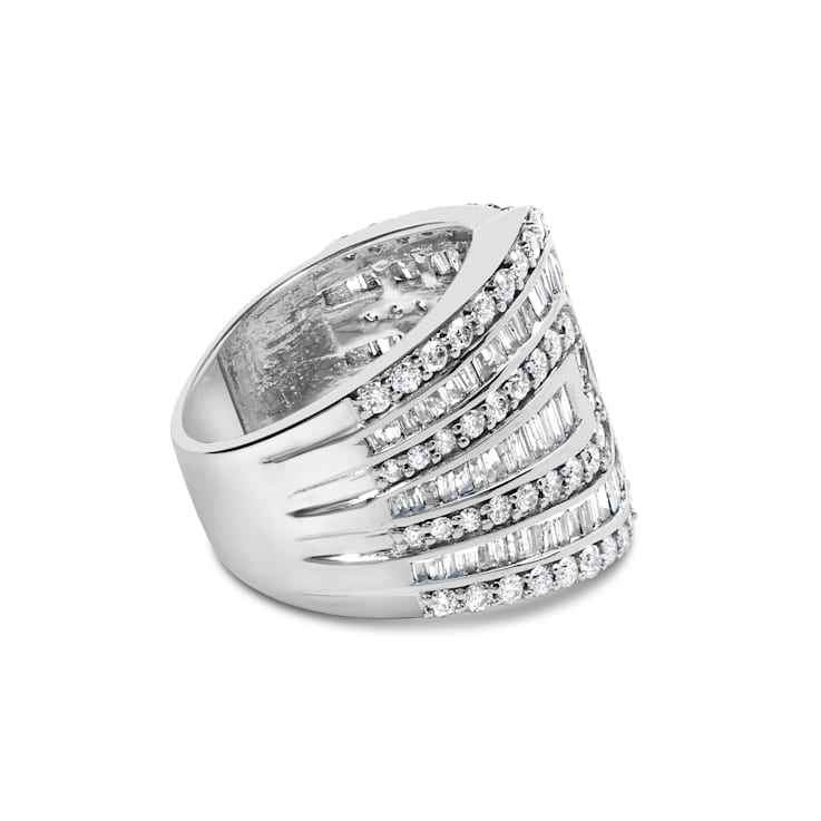 10K White Gold 2 1/2ctw Mixed Shapes-Cut Diamond Multi-Row Bypass Ring