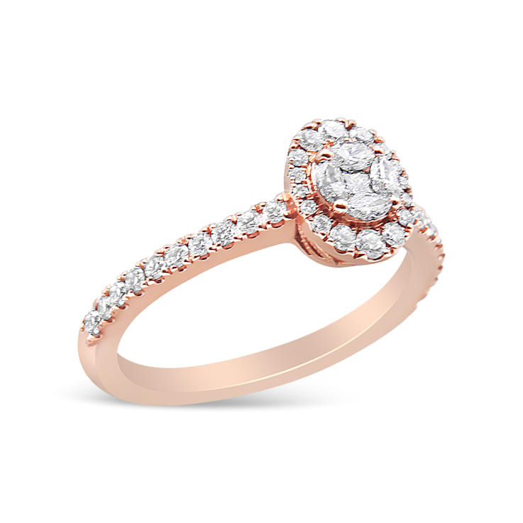 18K Rose Gold 1/2 Cttw Composite Marquise Composite Diamond Oval Halo
Engagement Ring