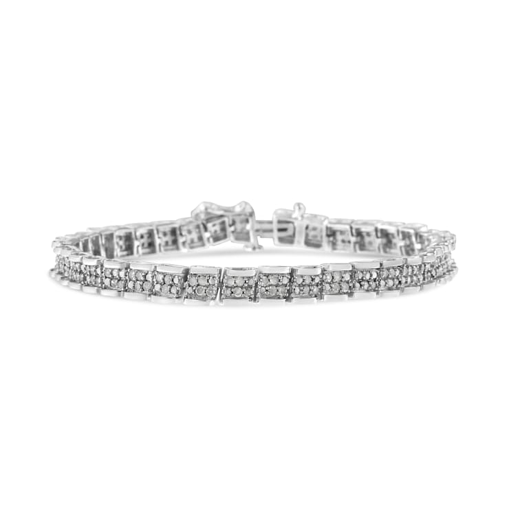 Sterling Silver 2ct TDW Rose-Cut Diamond Link Bracelet (I-J, I3-Promo) - 7"
