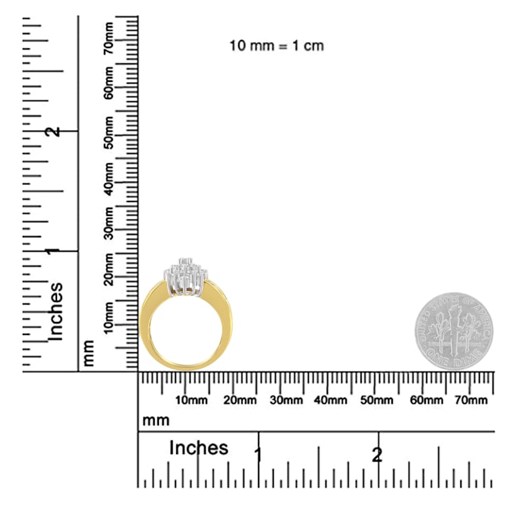 10K Yellow Gold 1.0ctw Marquise Composite Diamond Cluster Cocktail Ring
(H-I Color, SI2-I1 Clarity)
