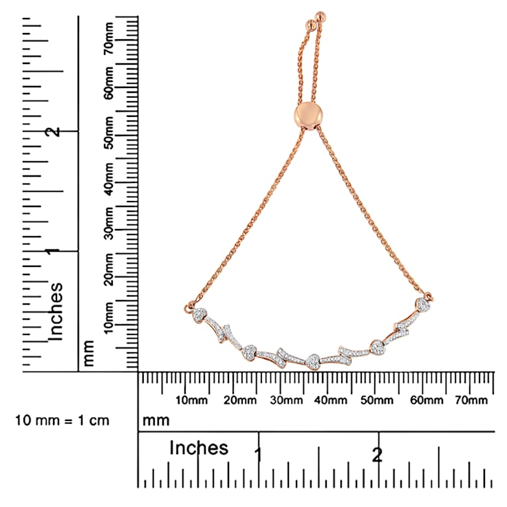 14K Rose Gold Over Sterling Silver Diamond Accent Heart and Wave Bolo
Bracelet - 6" to 9" Adjustable