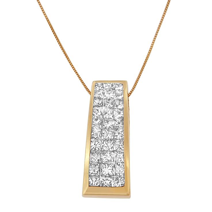 14K Yellow Gold Princess-Cut Diamond Pillar Pendant w\chain(1 5/8ctw,
H-I Color, SI1-SI2 Clarity)