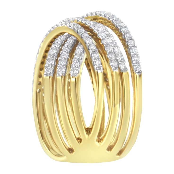 10K Yellow Gold Diamond Bypass Ring (1 5/8ctw, H-I Color, SI2-I1 Clarity)