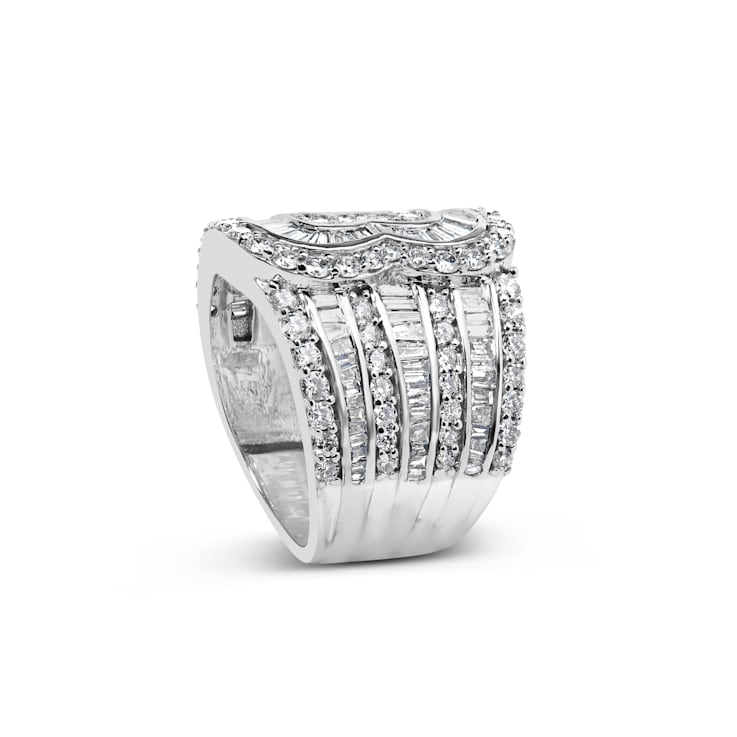 10K White Gold 2 1/2ctw Mixed Shapes-Cut Diamond Multi-Row Bypass Ring