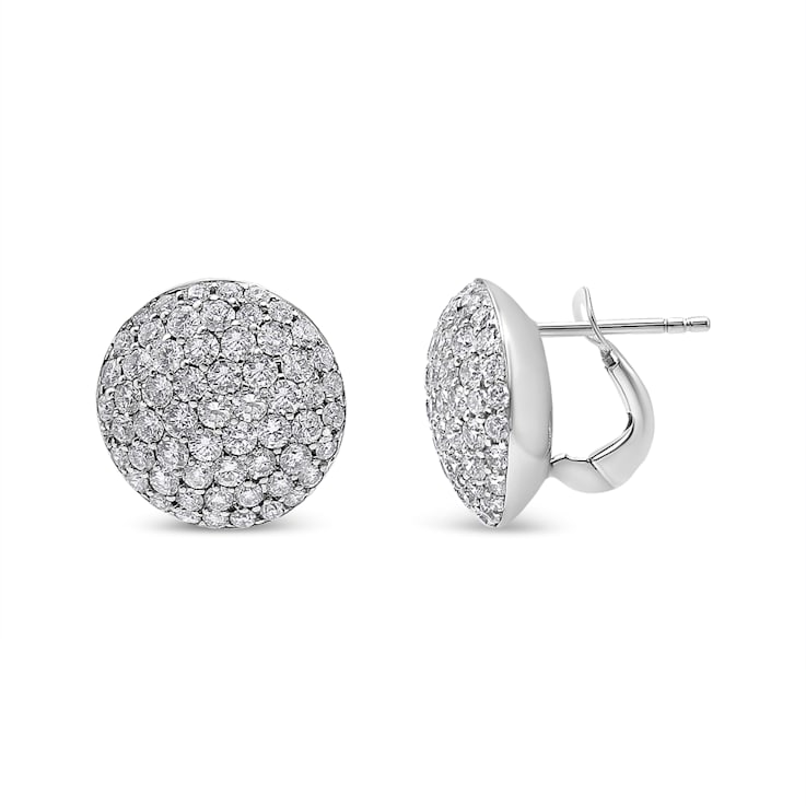 18K White Gold 3 1/2ctw Shared Prong Set Diamond Cluster Composite Disc
Stud Earrings