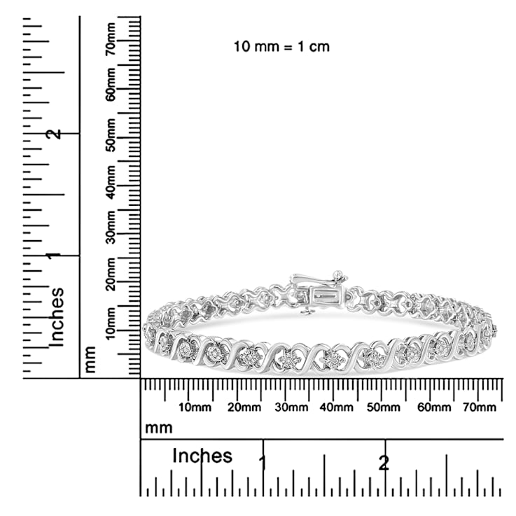 Sterling Silver 1/6ctw Miracle Set Diamond Infinity Link and Station
Tennis Bracelet