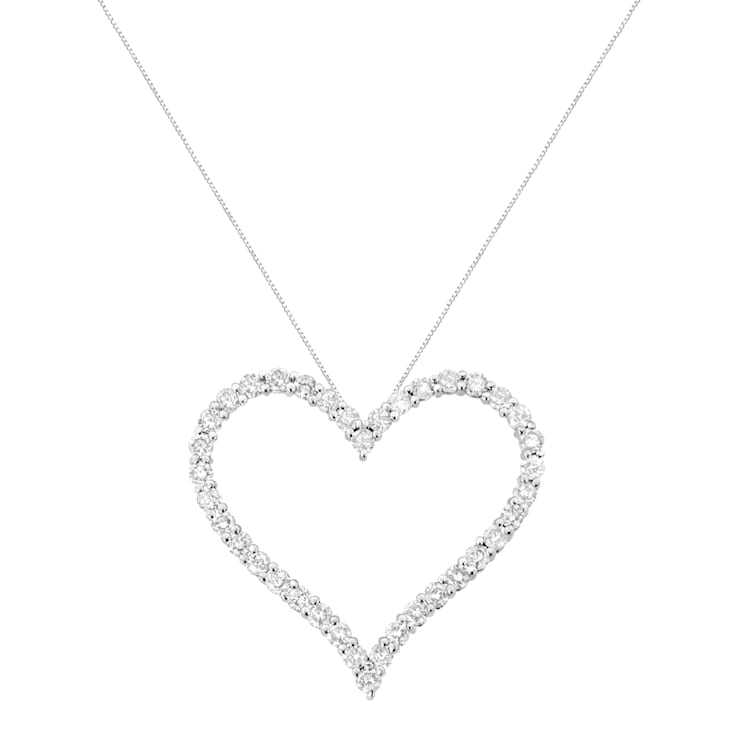 Sterling Silver 3.0ctw Round-Cut Diamond Open Heart Pendant w\chain(I-J
Color, I2-I3 Clarity) - 18"