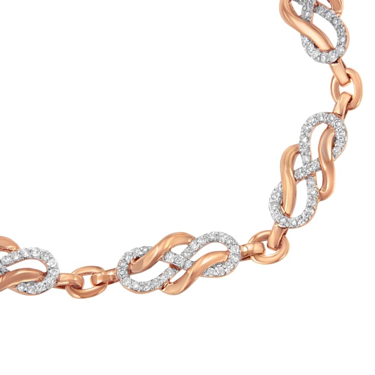1.00ctw Diamond Infinity Loop and Swirl 10K Rose Gold Tennis Bracelet