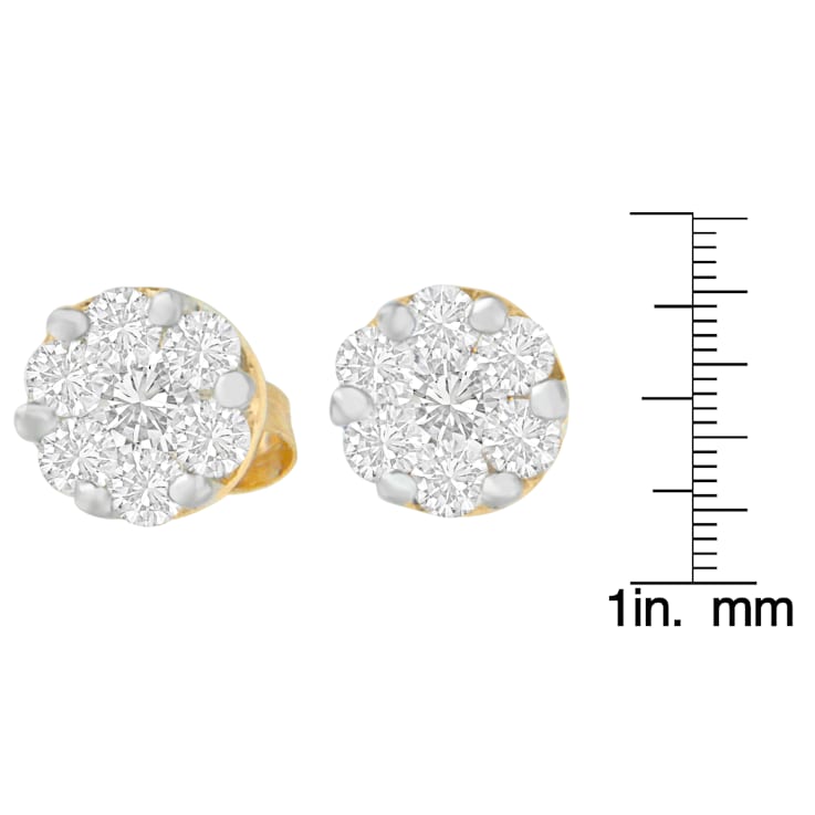 14K Yellow Gold 3/4ctw Round Cut Diamond Stud Earrings