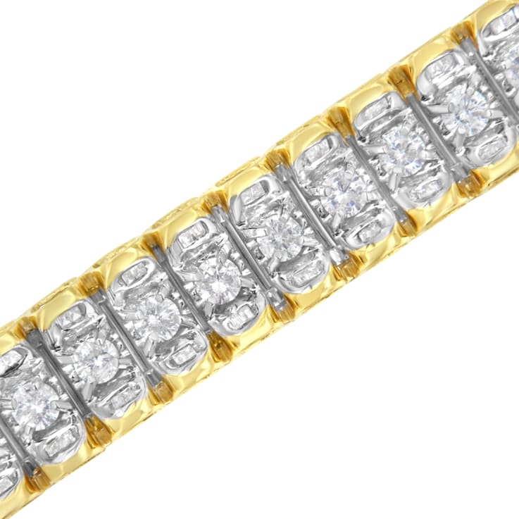 14K Two-Tone 5.0ctw Round and Baguette Cut Diamond 7" Reflective
Tennis Bracelet
