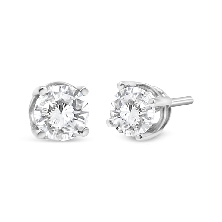 14K White Gold 3/4ctw Lab Grown Diamond 4-Prong Classic Stud Earrings